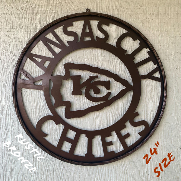 KANSAS CITY CHIEFS RUSTIC BRONZE CUSTOM METAL LASERCUT VINTAGE CRAFT TEAM DECOR HANDMADE