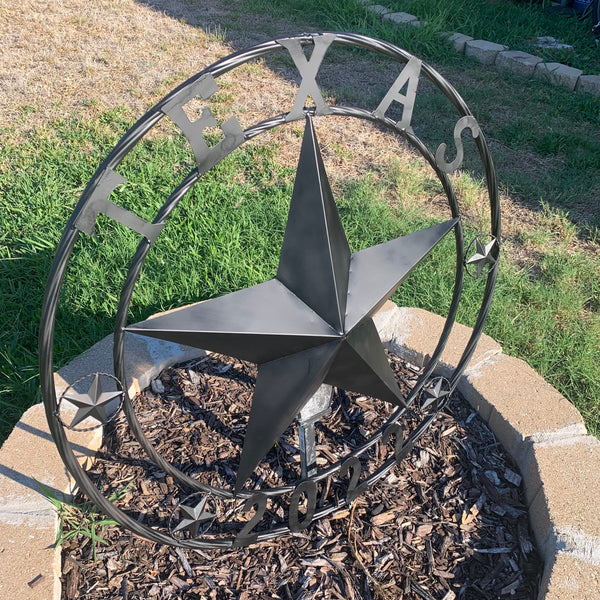 TEXAS 2022 STYLE CUSTOM NAME STAR BARN METAL LONE STAR 3d TWISTED ROPE RING WESTERN HOME DECOR RUSTIC  BLACK HANDMADE 24",32",34",36",40",42",44",46",50"