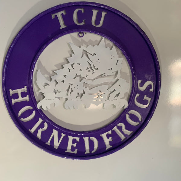 18",24",32" TCU HORNED FROGS CUSTOM METAL VINTAGE CRAFT TEAM SIGN WESTERN HOME DECOR HANDMADE