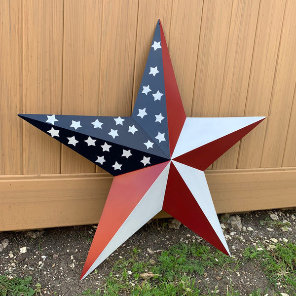 USA FLAG STAR STYLE# 5 RED WHITE & BLUE AMERICANA METAL BARN STAR WALL ART HANDMADE TO ORDER NEW