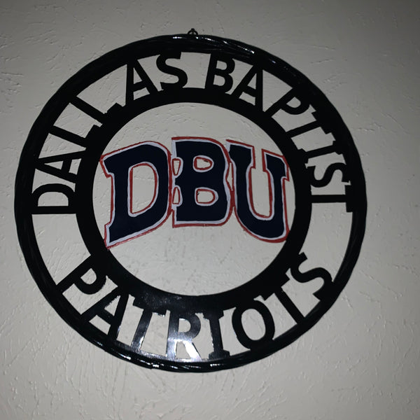 DBU DALLAS BAPTIST PATRIOTS CUSTOM METAL VINTAGE CRAFT TEAM SIGN WESTERN HOME DECOR HANDMADE