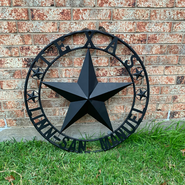 LINN SAN MANUEL STYLE YOUR CUSTOM NAME STAR METAL BARN LONE STAR 3d TWISTED ROPE RING WESTERN HOME DECOR HANDMADE NEW