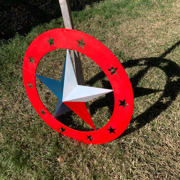 24" WIDE BAND RING BARN STAR METAL LONE STAR 3d WALL ART WESTERN HOME DECOR HANDMADE NEW #EH12758