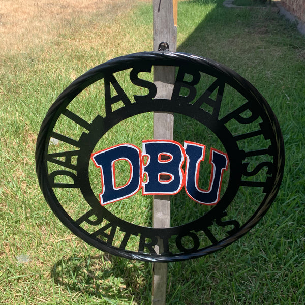 DBU DALLAS BAPTIST PATRIOTS CUSTOM METAL VINTAGE CRAFT TEAM SIGN WESTERN HOME DECOR HANDMADE