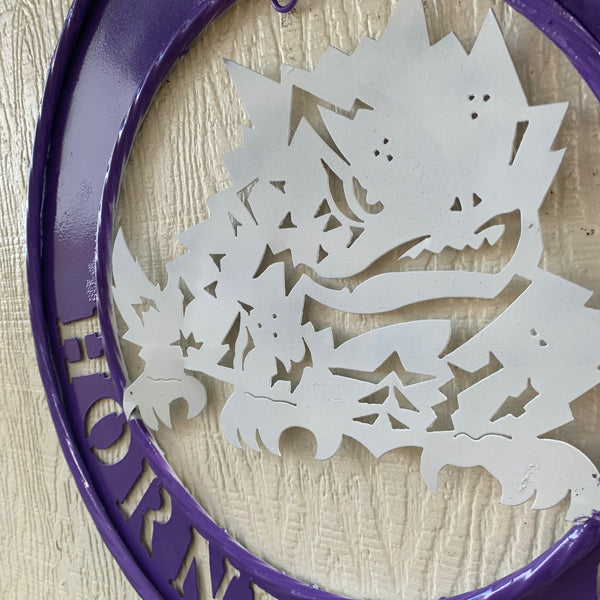 18",24",32" TCU HORNED FROGS CUSTOM METAL VINTAGE CRAFT TEAM SIGN WESTERN HOME DECOR HANDMADE
