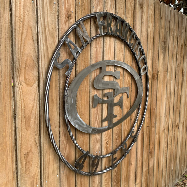 36" SAN FRANCISCO 49ERS CUSTOM RAW METAL VINTAGE CRAFT TEAM SIGN HAND MADE IN USA