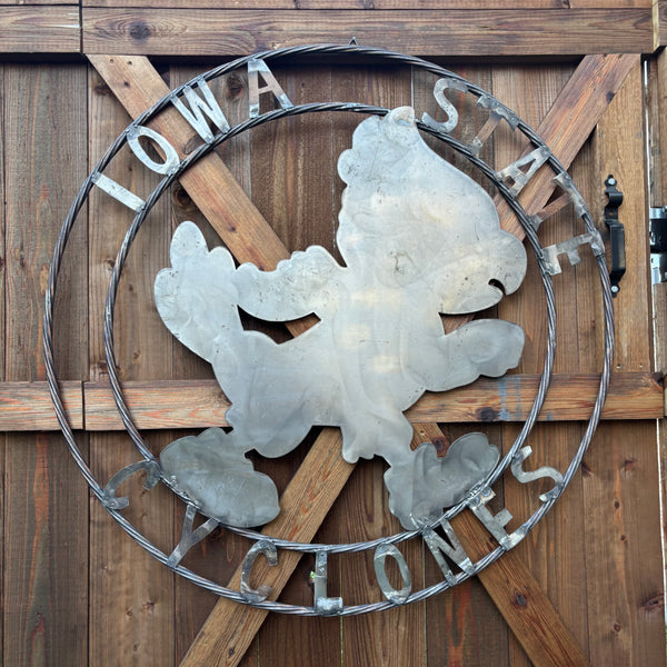 12", 18", 24", 32" IOWA STATE CYCLONES CUSTOM RAW METAL VINTAGE CRAFT TEAM SIGN HANDMADE 36",40",44",50"