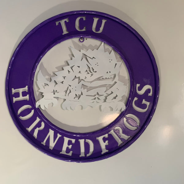 18",24",32" TCU HORNED FROGS CUSTOM METAL VINTAGE CRAFT TEAM SIGN WESTERN HOME DECOR HANDMADE