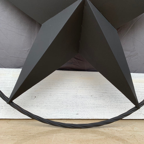 RUSTIC BLACK BARN STAR METAL LONE STAR 3d TWISTED ROPE RING WESTERN HOME DECOR HANDMADE NEW 12",16",24",32",36"-#EH10608