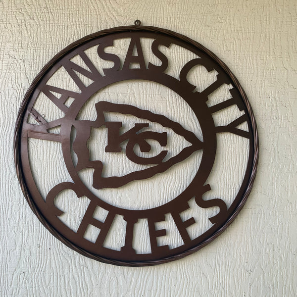 KANSAS CITY CHIEFS RUSTIC BRONZE CUSTOM METAL LASERCUT VINTAGE CRAFT TEAM DECOR HANDMADE