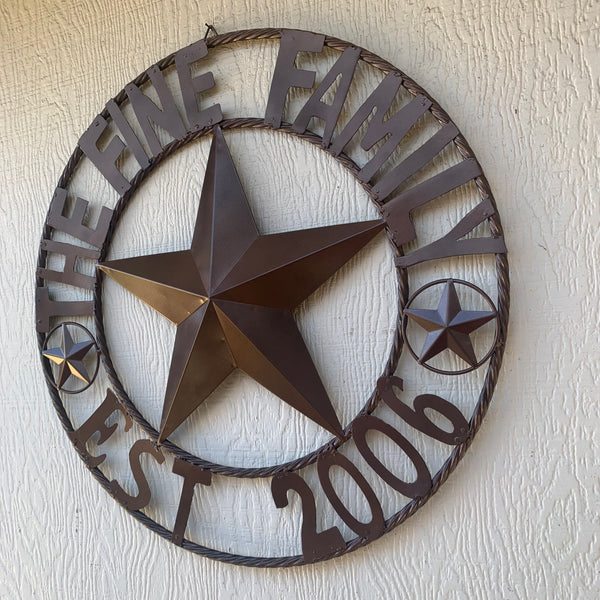 FINE FAMILY STYLE YOUR CUSTOM NAME STAR BARN STAR METAL LONE STAR WESTERN HOME DECOR RUSTIC BRONZE HANDMADE 24",32",36",50"