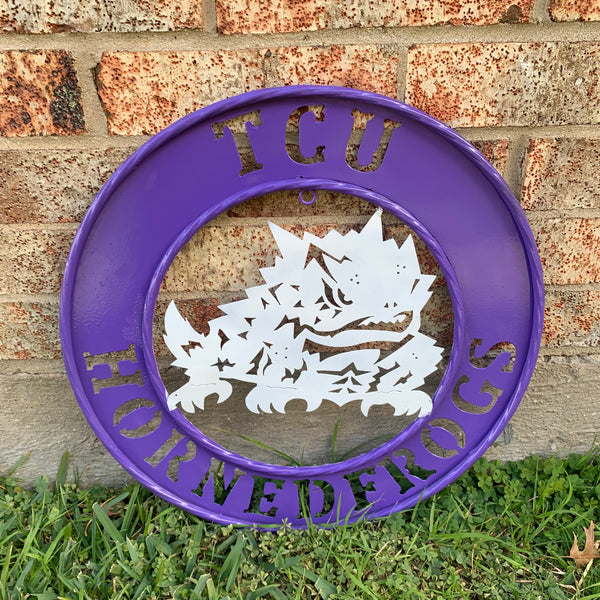 18",24",32" TCU HORNED FROGS CUSTOM METAL VINTAGE CRAFT TEAM SIGN WESTERN HOME DECOR HANDMADE