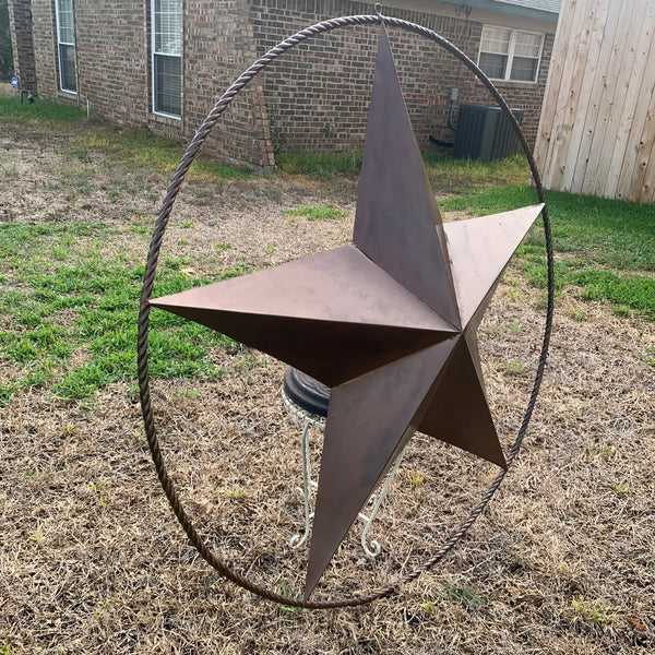 LONE STAR 60" BARN STAR METAL RUSTIC  BRONZE VINTAGE COPPER WALL ART WESTERN HOME DECOR HANDMADE NEW EH10524
