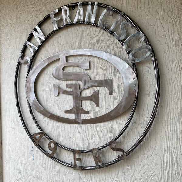 36" SAN FRANCISCO 49ERS CUSTOM RAW METAL VINTAGE CRAFT TEAM SIGN HAND MADE IN USA