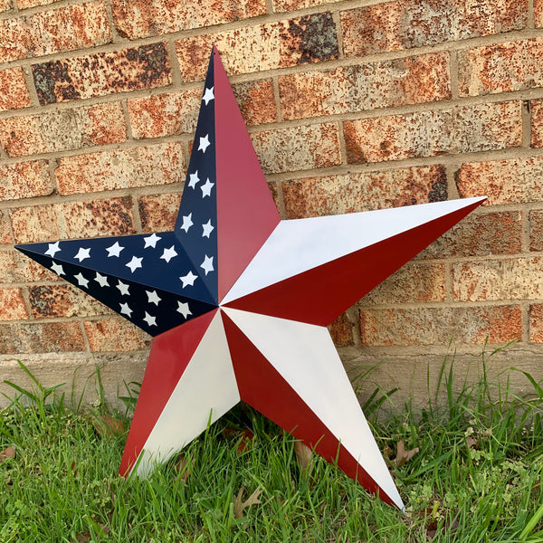 USA FLAG STAR STYLE# 5 RED WHITE & BLUE AMERICANA METAL BARN STAR WALL ART HANDMADE TO ORDER NEW