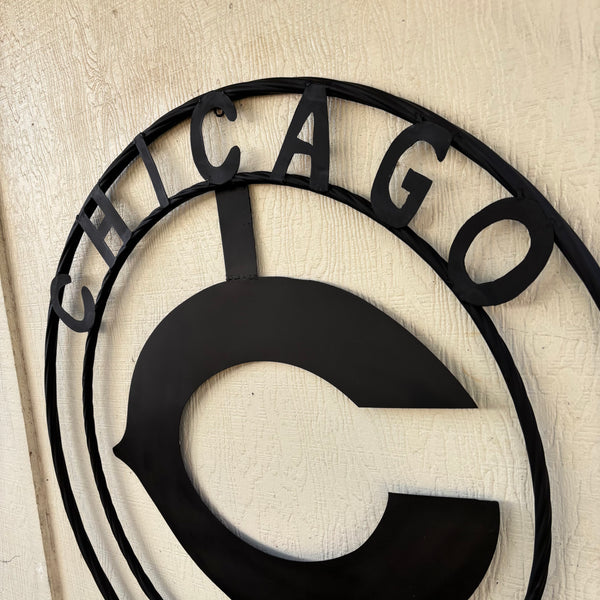 CHICAGO BEARS CUSTOM METAL VINTAGE CRAFT SIGN TEAM RISTIC BLACK HANDMADE