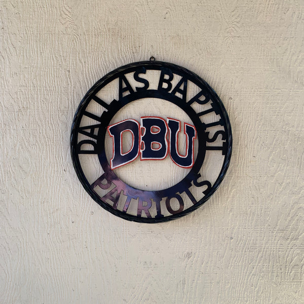 DBU DALLAS BAPTIST PATRIOTS CUSTOM METAL VINTAGE CRAFT TEAM SIGN WESTERN HOME DECOR HANDMADE