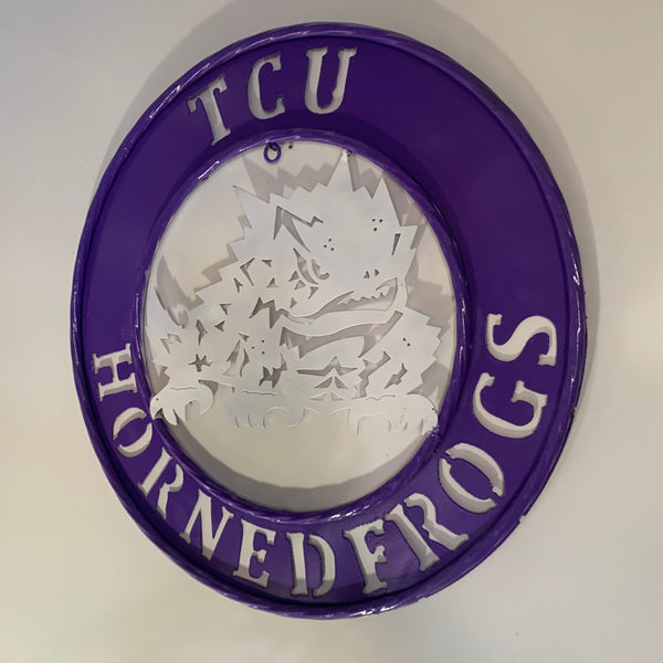 18",24",32" TCU HORNED FROGS CUSTOM METAL VINTAGE CRAFT TEAM SIGN WESTERN HOME DECOR HANDMADE