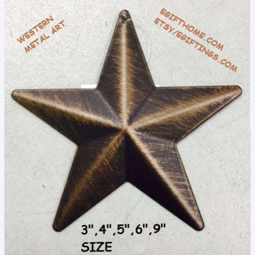 3",4",5",6",9",12" RUSTIC BRONZE BARN METAL STAR WESTERN HOME DECOR HANDMADE NEW-#EH10478