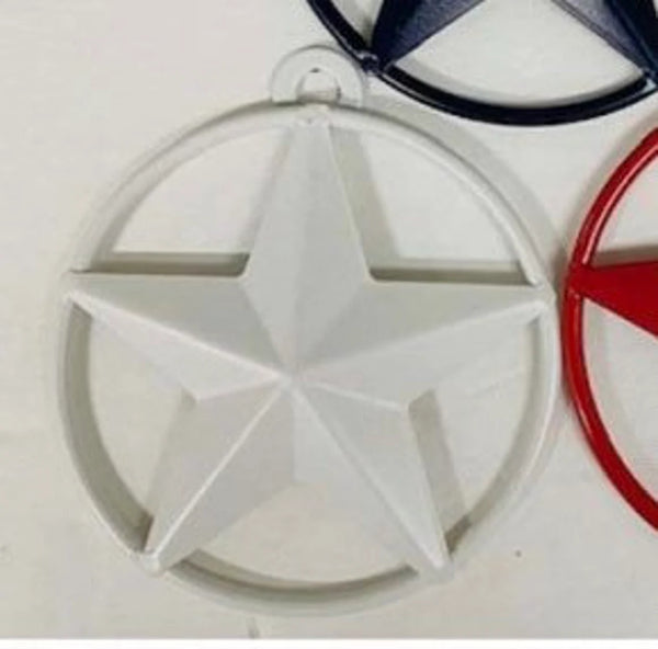 3",4",5",6",9",12" RUSTIC WHITE STAR BARN METAL LONE STAR SOLID RING WESTERN HOME DECOR HANDMADE--FREE SHIPPING