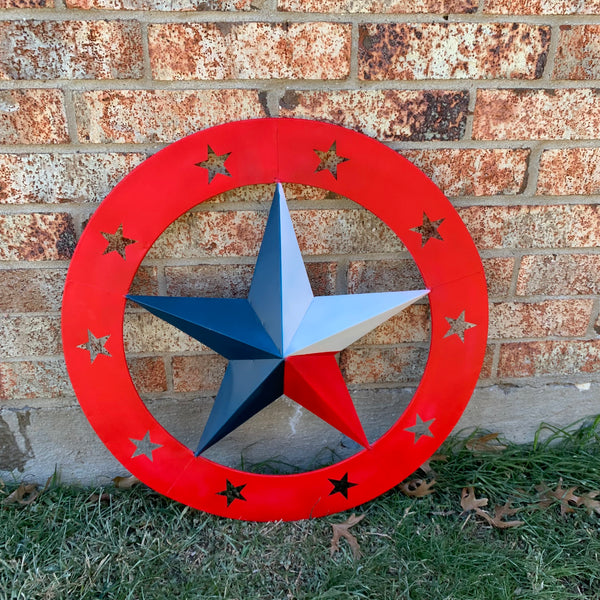 24" WIDE BAND RING BARN STAR METAL LONE STAR WALL ART WESTERN HOME DECOR HANDMADE NEW