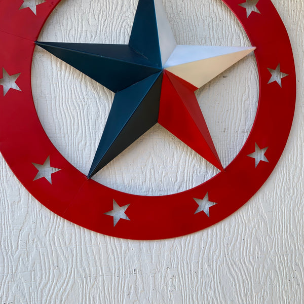 24" WIDE BAND RING BARN STAR METAL LONE STAR 3d WALL ART WESTERN HOME DECOR HANDMADE NEW #EH12758