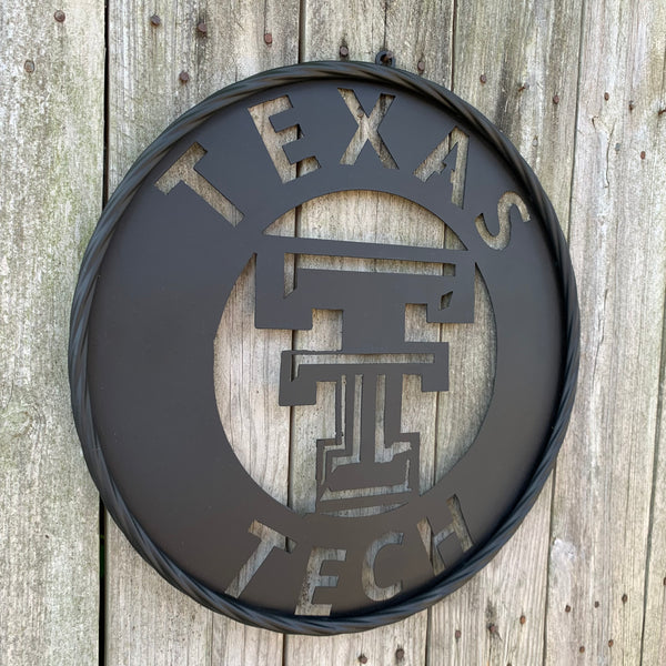 12",18",24",32",36" TEXAS TECH RUSTIC BLACK CUSTOM METAL VINTAGE CRAFT TEAM SIGN HANDMADE TO ORDER