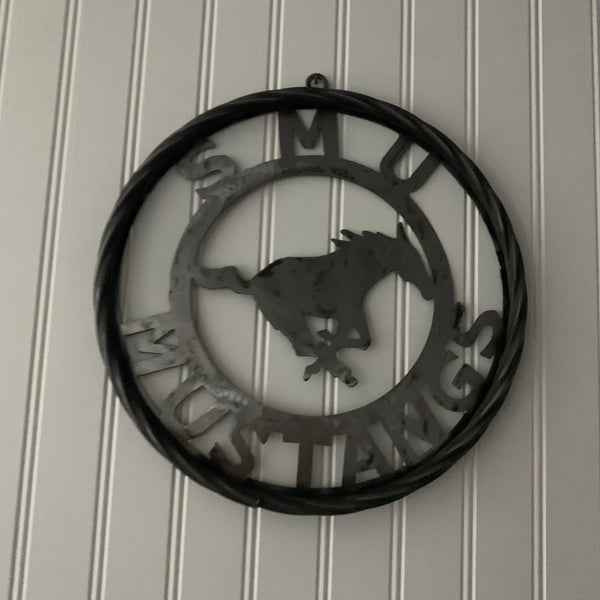 12",18",24",32",36" SMU MUSTANGS RAW METAL CUSTOM VINTAGE CRAFT WALL ART TEAM SIGN HANDMADE