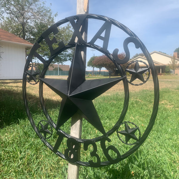 TEXAS 1836 BLACK BARN STAR METAL LONESTAR WESTERN HOME DECOR HANDMADE NEW 16",24",36",50"