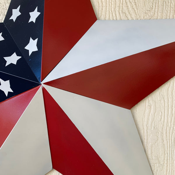 USA FLAG STAR STYLE# 5 RED WHITE & BLUE AMERICANA METAL BARN STAR WALL ART HANDMADE TO ORDER NEW