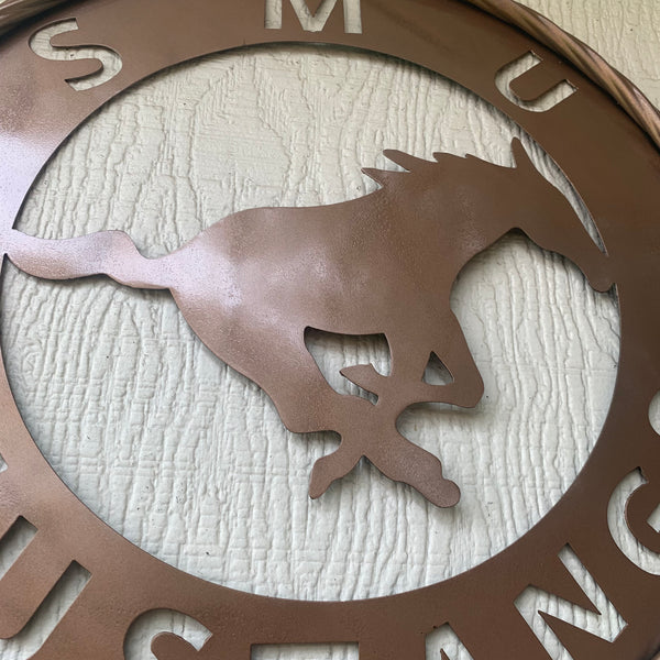 SMU MUSTANGS HAMMERED COPPER METAL CUSTOM VINTAGE CRAFT WALL ART TEAM SIGN HANDMADE