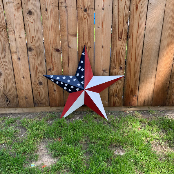 USA FLAG STAR STYLE# 5 RED WHITE & BLUE AMERICANA METAL BARN STAR WALL ART HANDMADE TO ORDER NEW