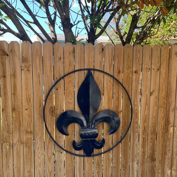 #EH10764 NAVY BLUE 24",36" FLEUR DE LIS METAL WALL ART SIGN WESTERN HOME DECOR HANDMADE NEW