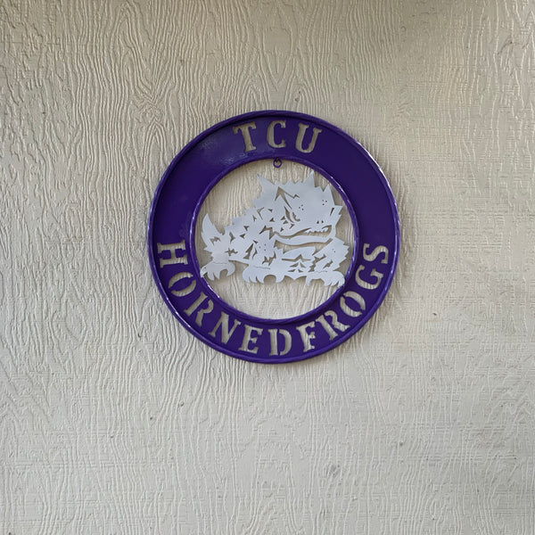 18",24",32" TCU HORNED FROGS CUSTOM METAL VINTAGE CRAFT TEAM SIGN WESTERN HOME DECOR HANDMADE