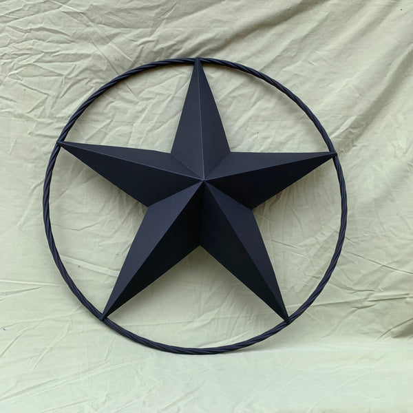 RUSTIC BLACK BARN STAR METAL LONE STAR 3d TWISTED ROPE RING WESTERN HOME DECOR HANDMADE NEW 12",16",24",32",36"-#EH10608