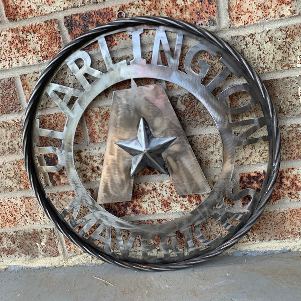 UTA ARLINGTON CUSTOM RAW METAL VINTAGE CRAFT TEAM SIGN WETSERN HOME DECOR HANDMADE