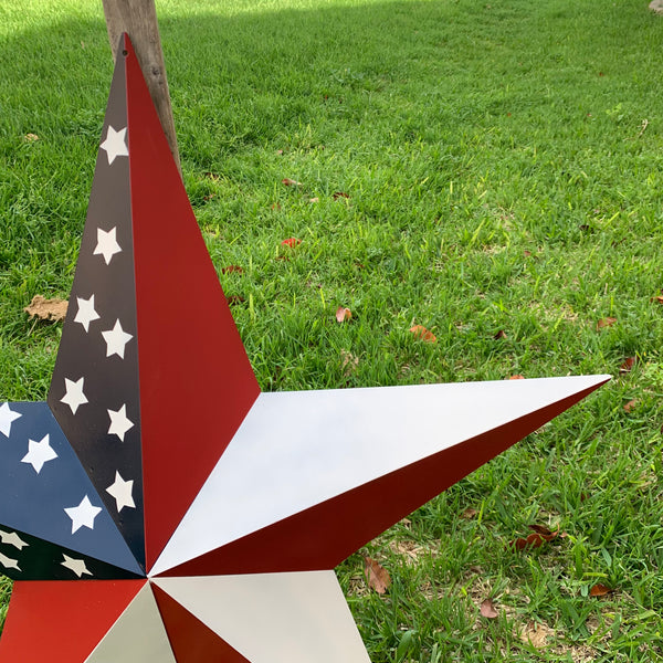 USA FLAG STAR STYLE# 5 RED WHITE & BLUE AMERICANA METAL BARN STAR WALL ART HANDMADE TO ORDER NEW