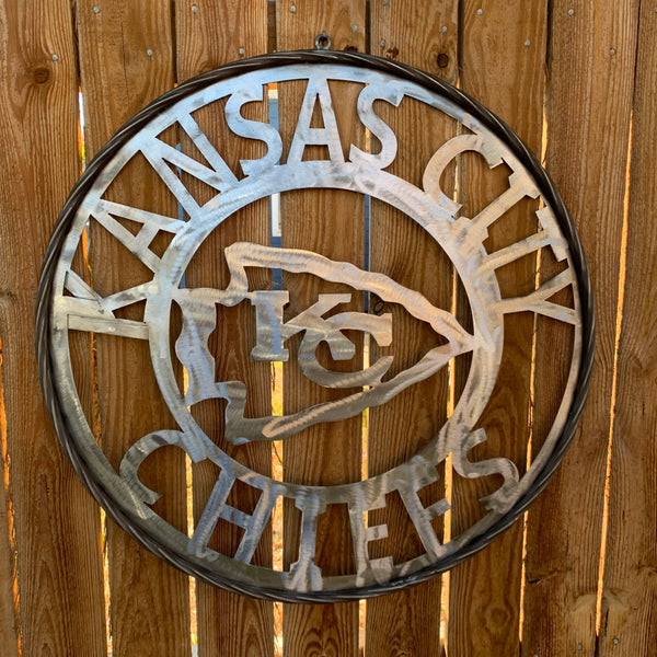 KANSAS CITY CHIEFS RAW METAL CUSTOM METAL LASERCUT VINTAGE CRAFT TEAM DECOR HANDMADE