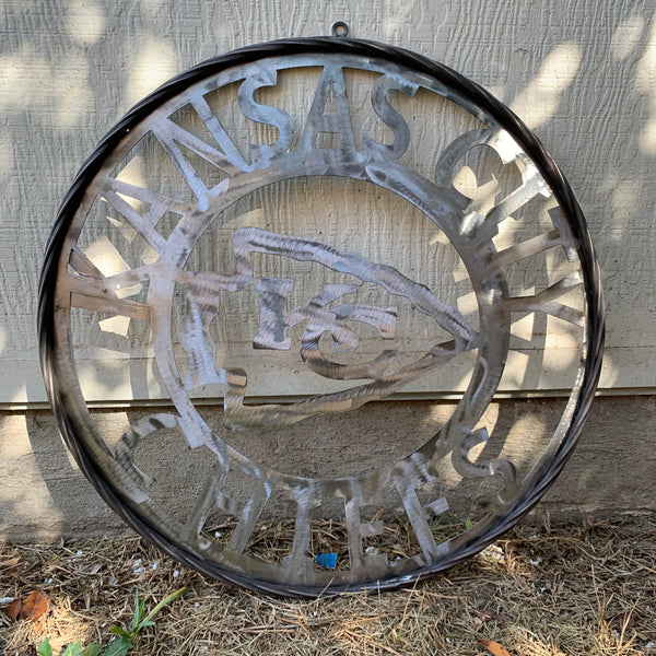 KANSAS CITY CHIEFS RAW METAL CUSTOM METAL LASERCUT VINTAGE CRAFT TEAM DECOR HANDMADE