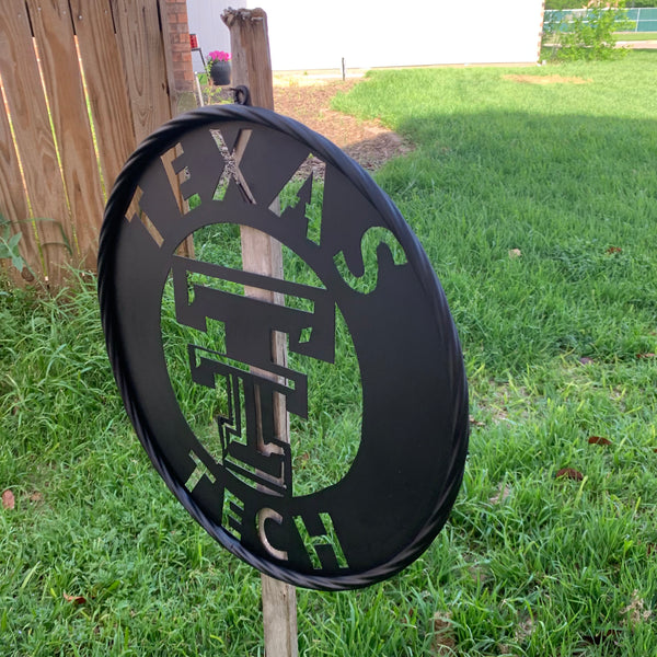 12",18",24",32",36" TEXAS TECH RUSTIC BLACK CUSTOM METAL VINTAGE CRAFT TEAM SIGN HANDMADE TO ORDER