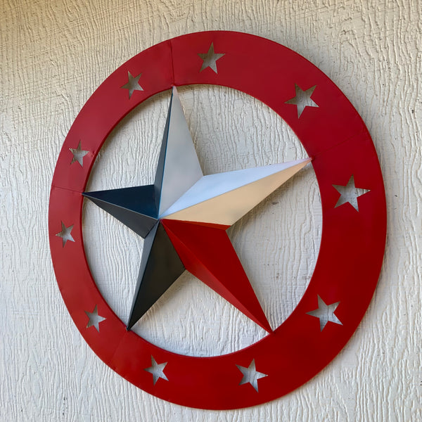 24" WIDE BAND RING BARN STAR METAL LONE STAR 3d WALL ART WESTERN HOME DECOR HANDMADE NEW #EH12758