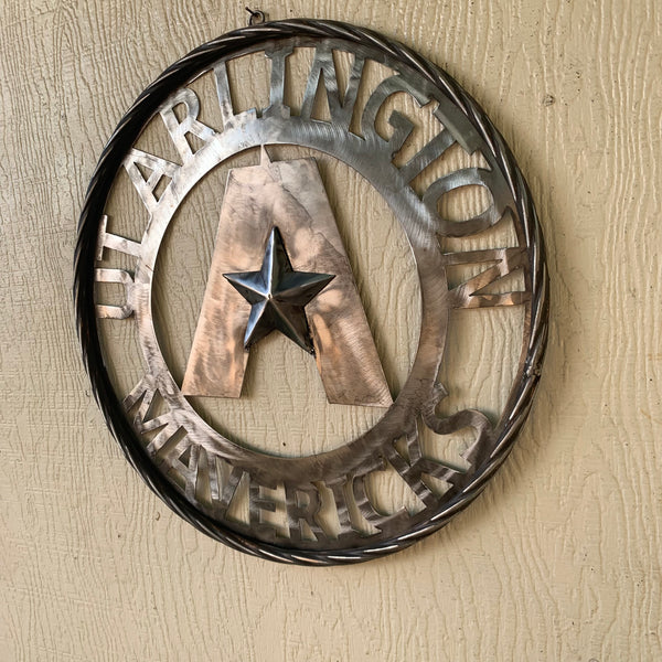 UTA ARLINGTON CUSTOM RAW METAL VINTAGE CRAFT TEAM SIGN WETSERN HOME DECOR HANDMADE