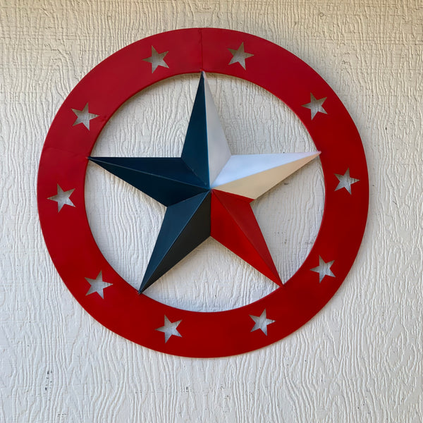 24" WIDE BAND RING BARN STAR METAL LONE STAR 3d WALL ART WESTERN HOME DECOR HANDMADE NEW #EH12758