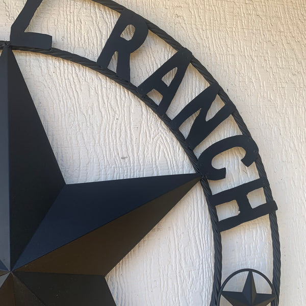 FERNANDEZ RANCH STYLE YOUR CUSTOM NAME STAR BARN STAR METAL LONE STAR WESTERN HOME DECOR RUSTIC BLACK HANDMADE 24",32",36",50"