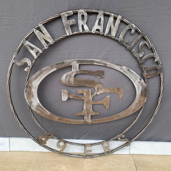 36" SAN FRANCISCO 49ERS CUSTOM RAW METAL VINTAGE CRAFT TEAM SIGN HAND MADE IN USA