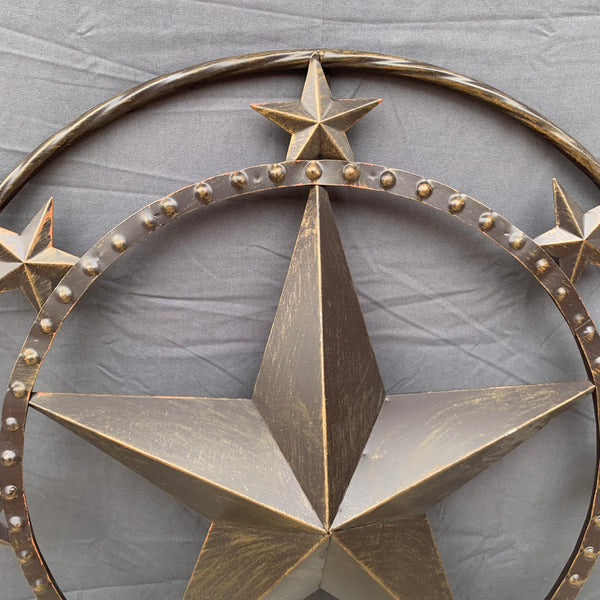 24" MULTI STAR BEADED COLIBROX BARN STAR METAL LONESTAR WESTERN HOME DECOR HANDMADE RUSTIC DARK BRONZE NEW