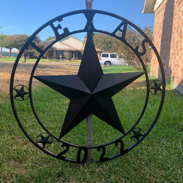 TEXAS 2022 STYLE CUSTOM NAME STAR BARN METAL LONE STAR 3d TWISTED ROPE RING WESTERN HOME DECOR RUSTIC  BLACK HANDMADE 24",32",34",36",40",42",44",46",50"