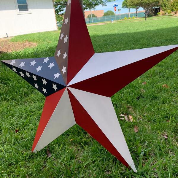 USA FLAG STAR STYLE# 5 RED WHITE & BLUE AMERICANA METAL BARN STAR WALL ART HANDMADE TO ORDER NEW