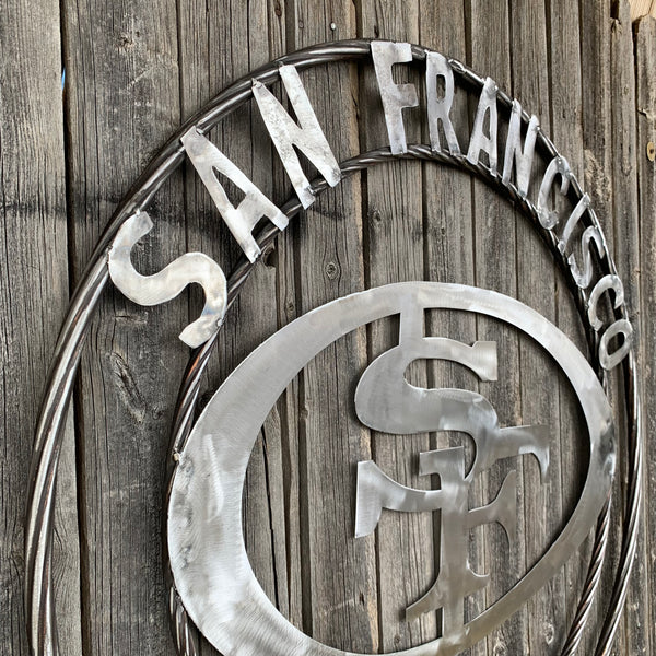 36" SAN FRANCISCO 49ERS CUSTOM RAW METAL VINTAGE CRAFT TEAM SIGN HAND MADE IN USA