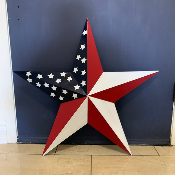 USA FLAG STAR STYLE# 5 RED WHITE & BLUE AMERICANA METAL BARN STAR WALL ART HANDMADE TO ORDER NEW